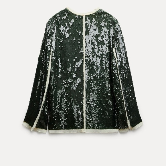 BLOGGERS FAV ZARA GREEN SEQUIN BLAZER - Picture 6 of 6